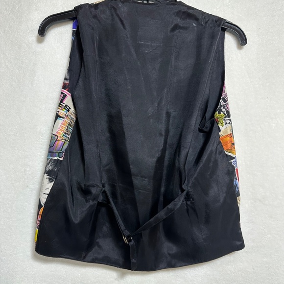 Vintage The Beatles Silk Club Vest Small Button Up 100% Silk Graphic V Neck - Picture 5 of 6